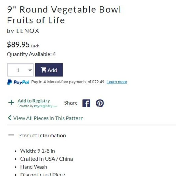 Lenox Fruits of Life 24K Gold Rim Brand New 9" Round Vegetable Bowl - Picture 12 of 13